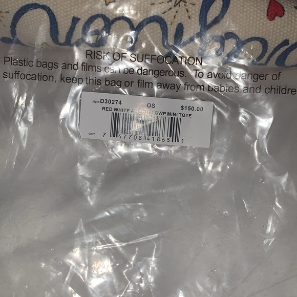 BNWT Brighton Red White & You Mini Canvas Tote - Picture 8 of 10